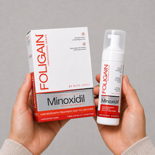 FOLIGAIN® Minoxidil 5% Hair Regrowth Foam For Men 3 Month Supply - FOLIGAIN EUROPE