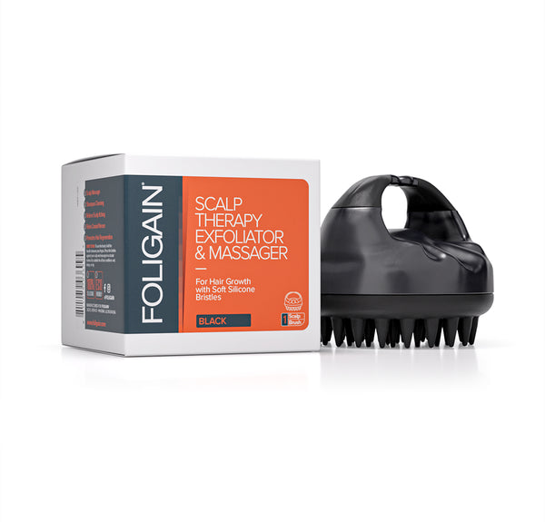 FOLIGAIN Scalp Therapy Exfoliator & Massager in Black - FOLIGAIN EUROPE
