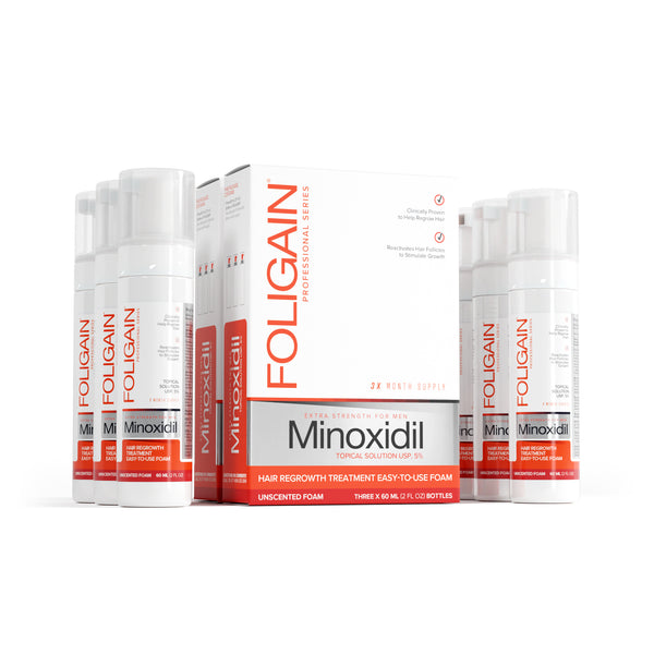 FOLIGAIN Minoxidil 5% Hair Regrowth Foam For Men 6 Month Supply - FOLIGAIN EUROPE